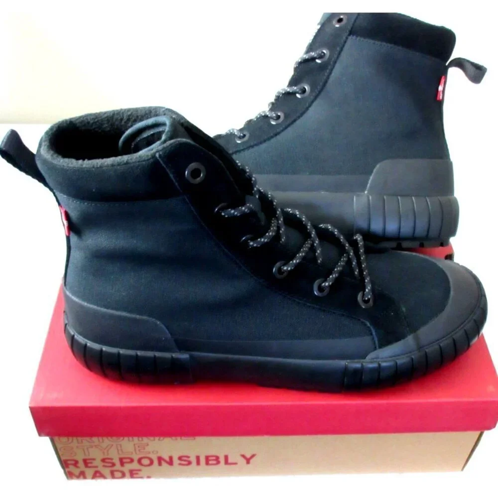 Levi's Strauss Men's La Paz 2.0 Lace Up Canvas Casual Boots All Black NIB
